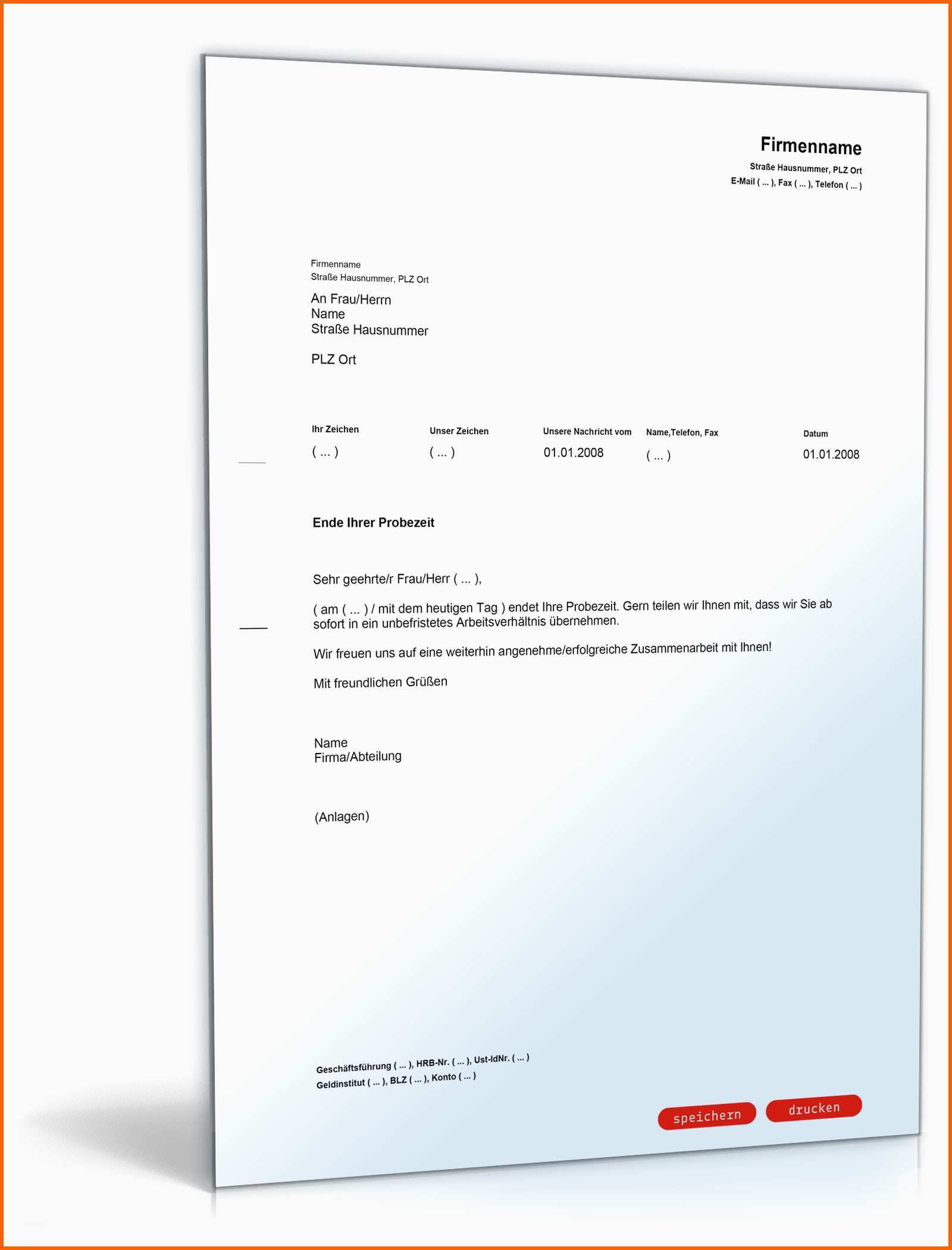 Neue Version Übernahme Nach Probezeit Muster Vorlage Zum Download