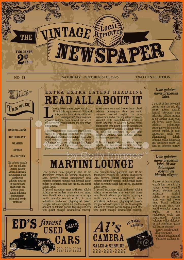 Neue Version Vintage Zeitung Layout Design Vorlage Stock Vector