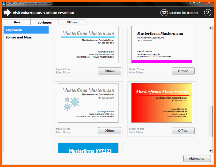 Neue Version Visitenkarten software Download