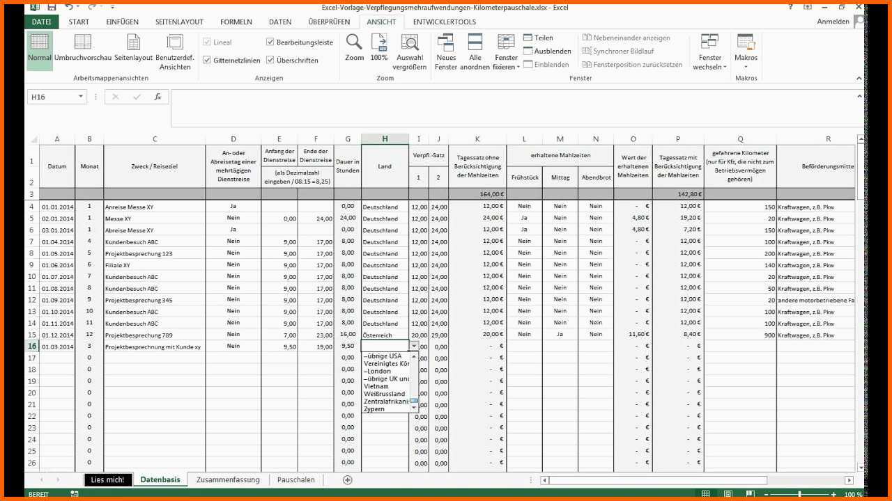 Neue Version Vorstellung Excel Vorlage Verpflegungsmehraufwendungen