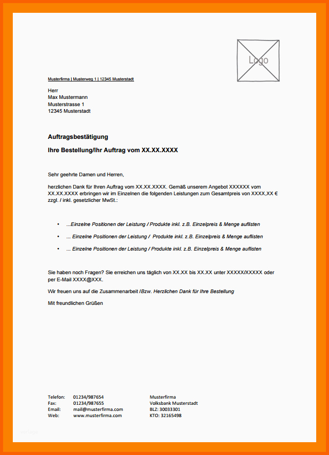 Original 14 Auftragserteilung Vorlage