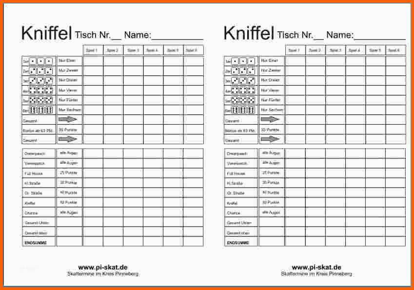 Original 15 Kniffel Vorlage Word