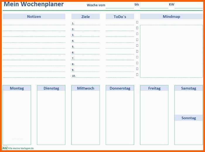 Original 15 Vorlage Wochenplan Excel