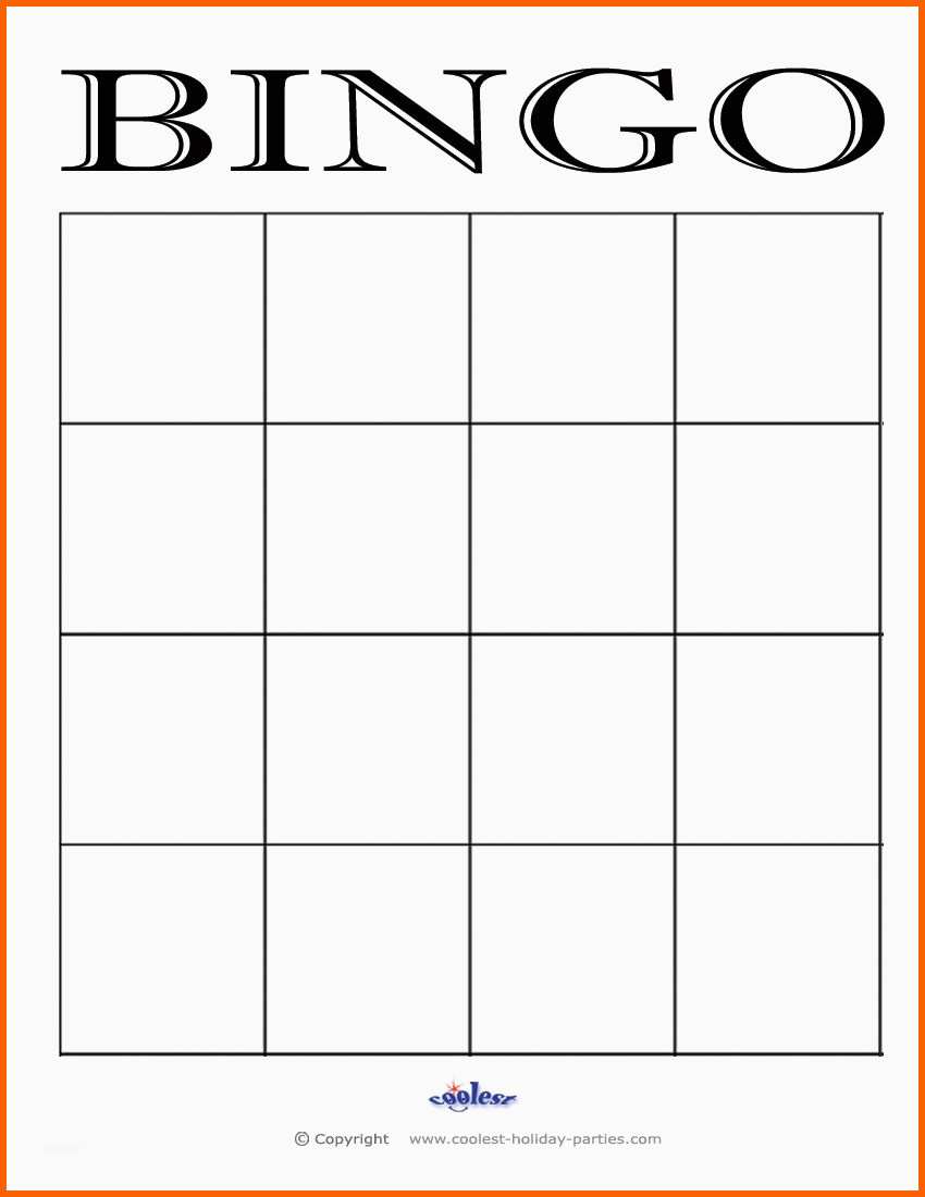 Original 4x4 Blank Bingo Card Template