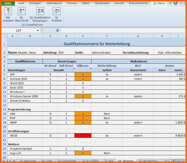 Original 9 Mitarbeiter Ressourcenplanung Excel