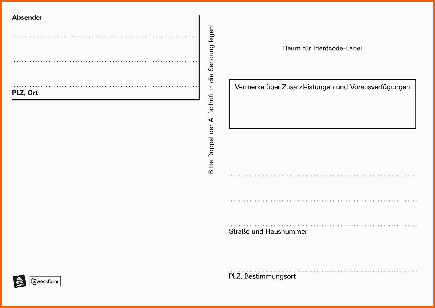 Original Adressaufkleber Vorlage Post – Various Vorlagen