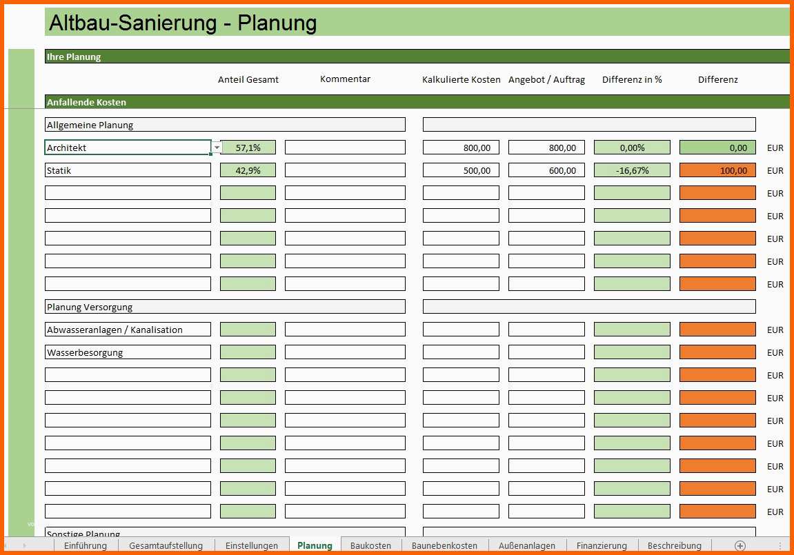 Original Altbausanierung Excelberechnung Jetzt Zum sofort Download