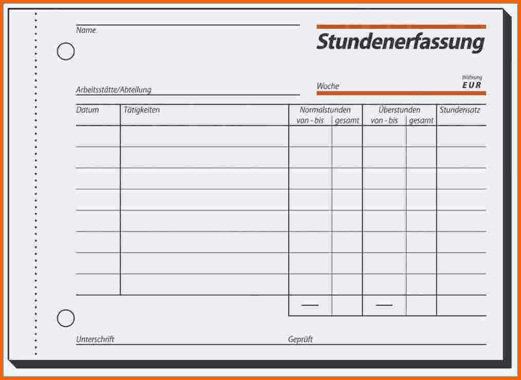 Original Arbeitsstundennachweis Vorlage Kostenlos