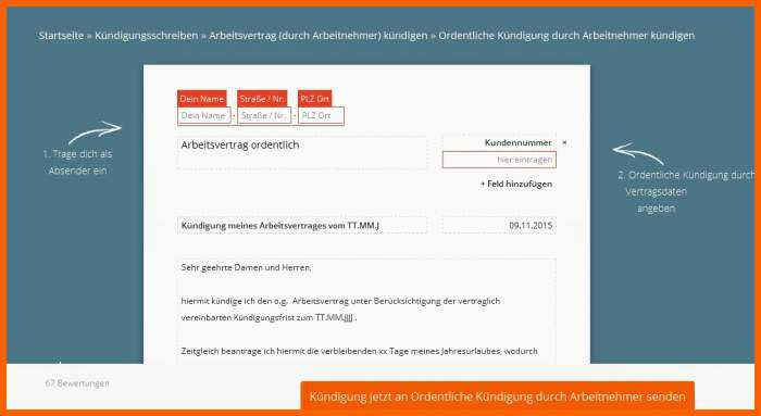 Original Arbeitsvertrag Kündigen Vorlage Download