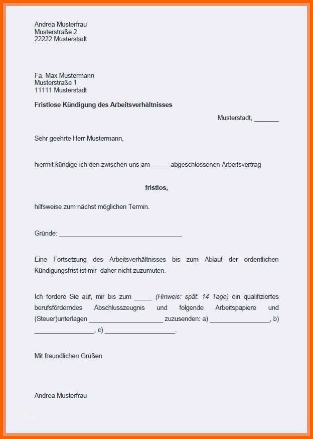 Original Arbeitsvertrag Kündigung Vorlage - Kostenlos Vorlagen | #7722