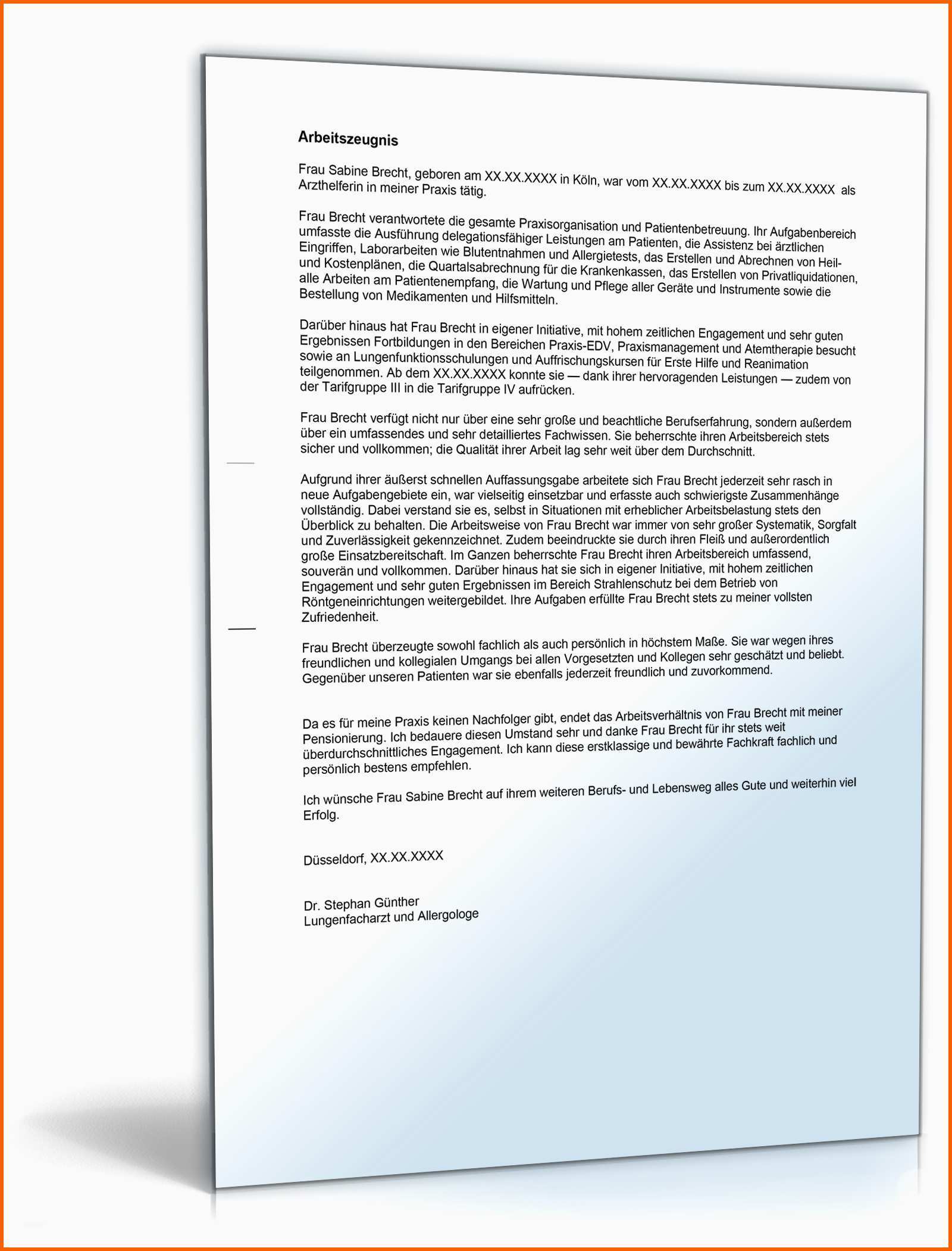 Original Arbeitszeugnis "sehr Gut" Arzthelferin