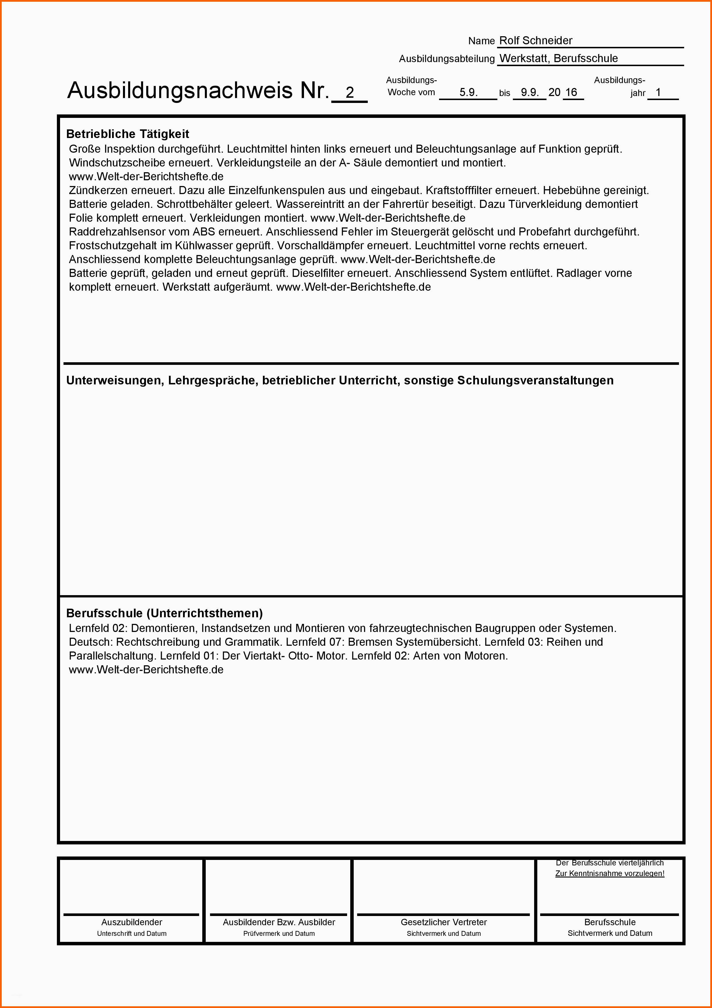 Original Ausbildungsnachweis Vorlage Word – Mimpi