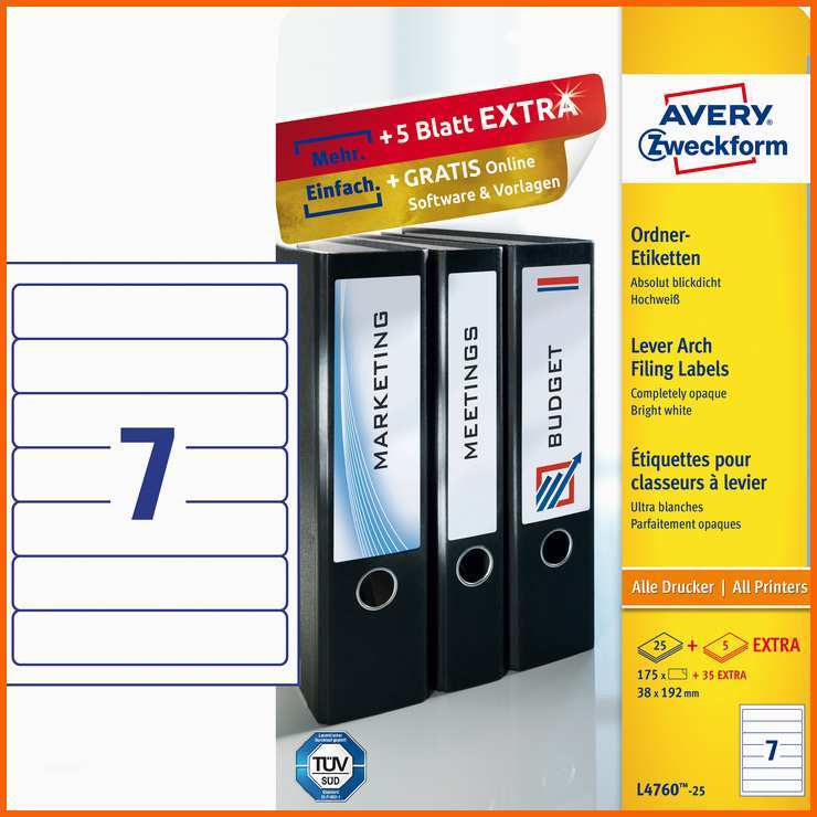 Original Avery Zweckform Schmal ordnerrücken Etiketten
