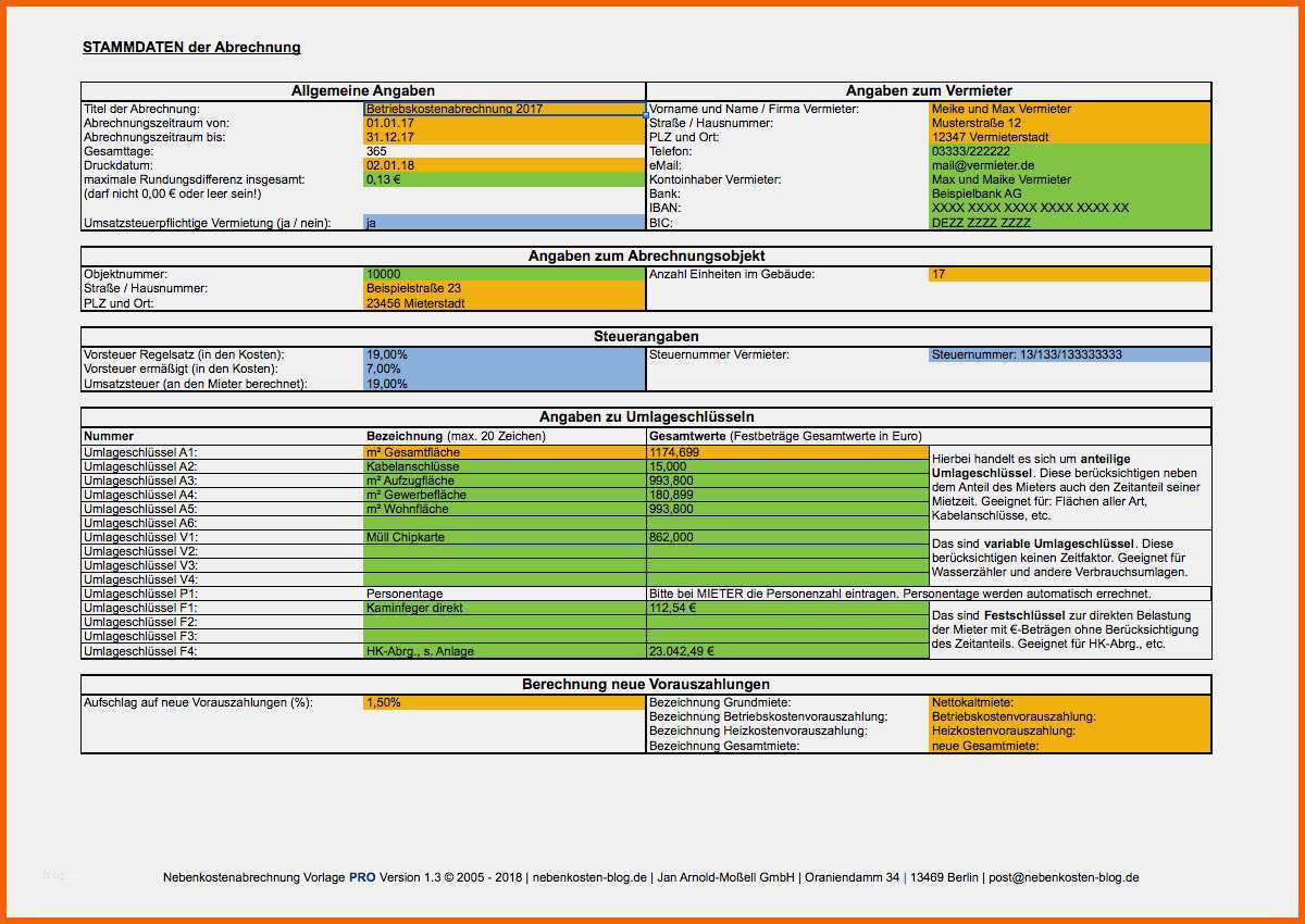 Original Betriebskostenabrechnung Pro Unter Excel Vorlage Zum