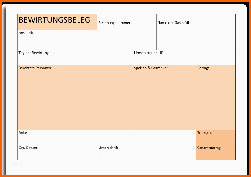 Original Bewirtungsbeleg Vorlage Ausfüllen Anleitung Und Tipps