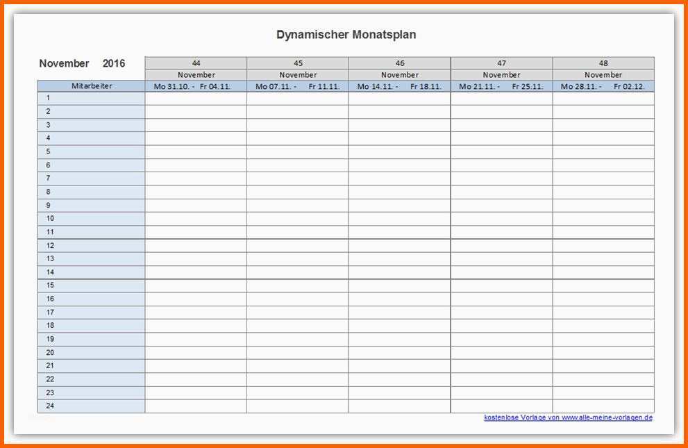 Original Dynamischer Monatsplan