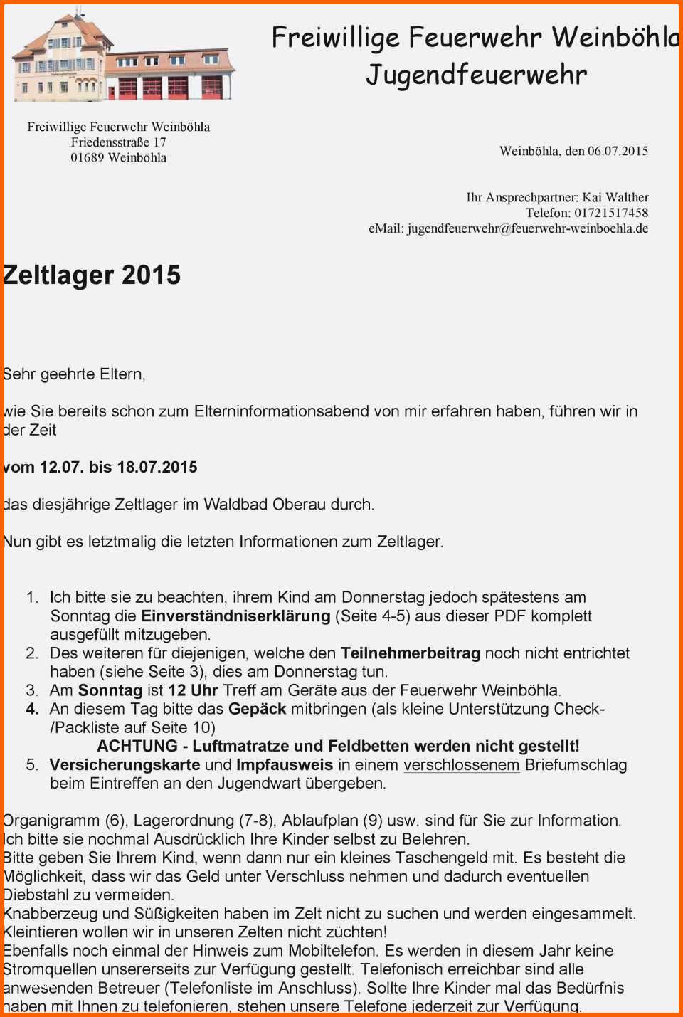 Original Einwilligungserklärung Der Eltern Muster Frisch