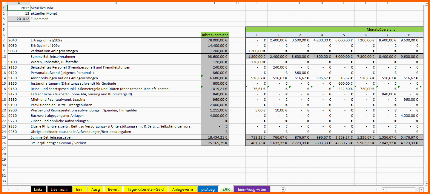 Original Excel Vorlage Ear Für Kleinunternehmer Österreich