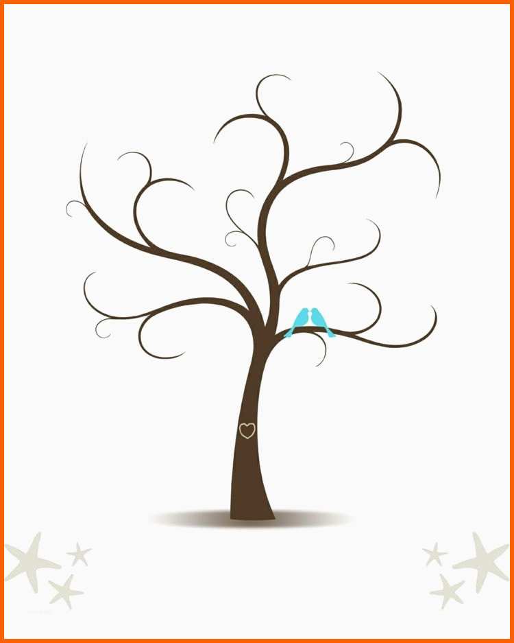 Original Fingerabdruck Baum Vorlage Liebestauben Sterne Muster Baum
