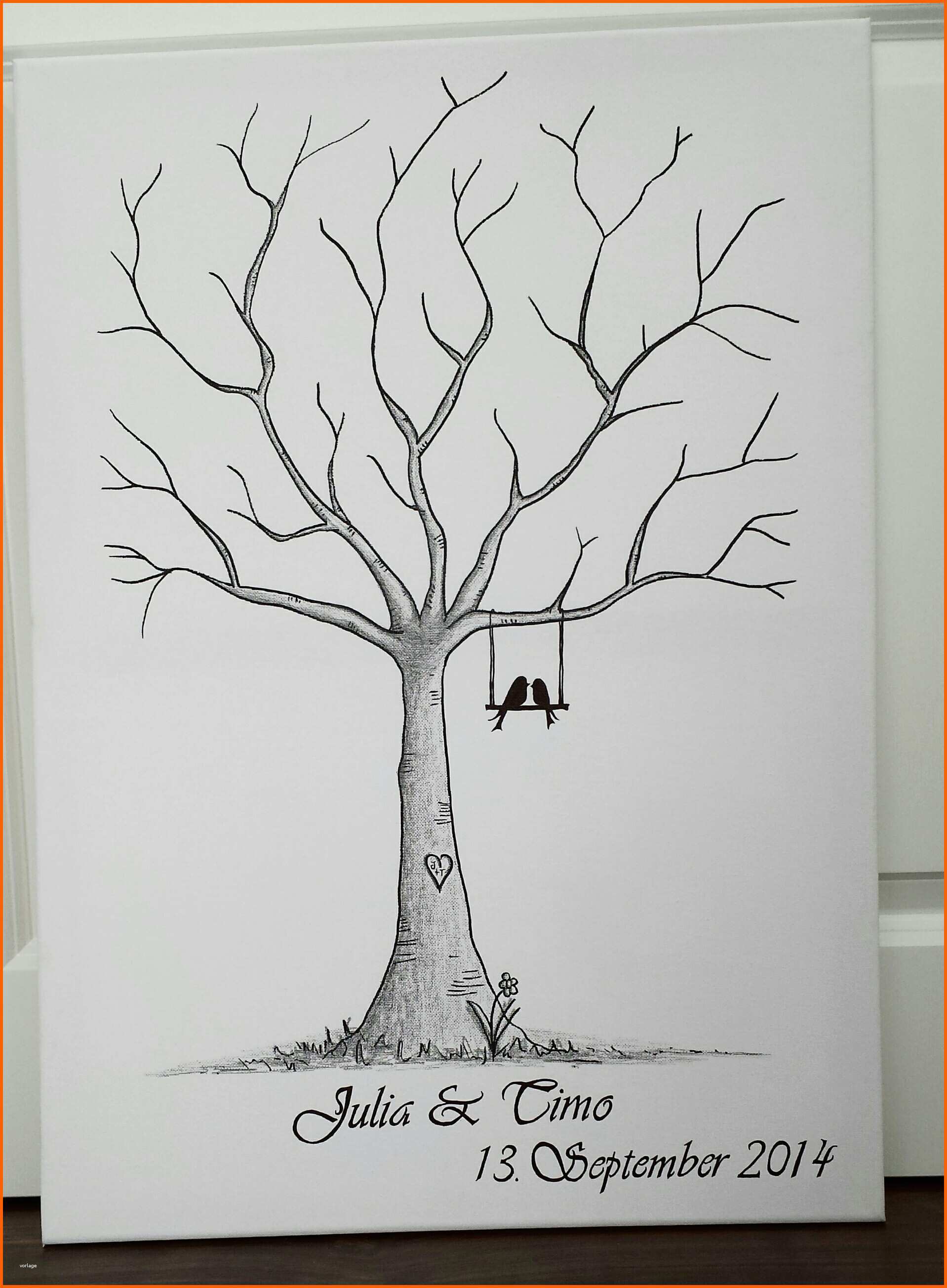 Original Fingerabdruck Leinwand Selber Machen Mit Baum Feuerwerk