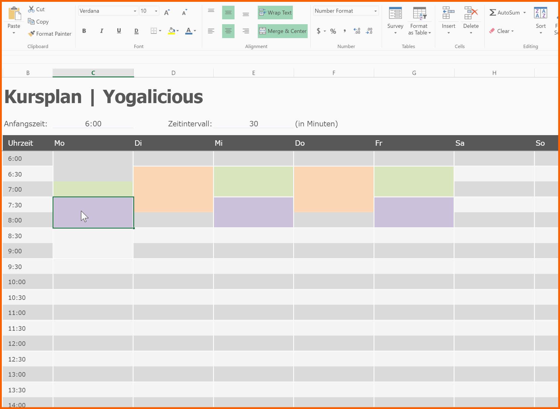Original Kursplan In Excel Erstellen Mit Kostenloser Vorlage