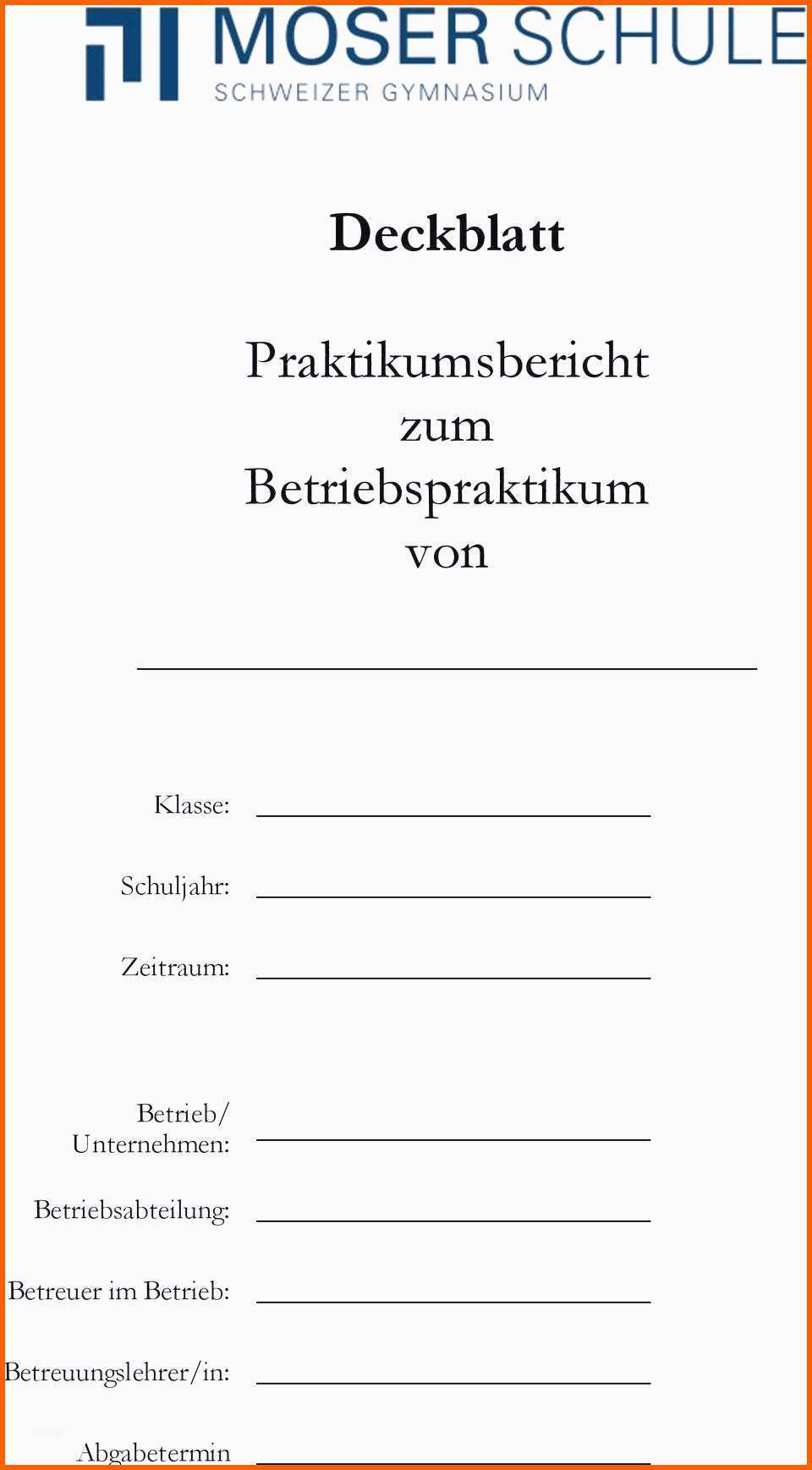 Original Praktikumsmappe Deckblatt Vorlage Word Beispiele Für