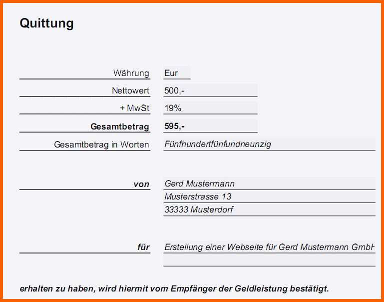 Original Quittung Vorlage Pdf
