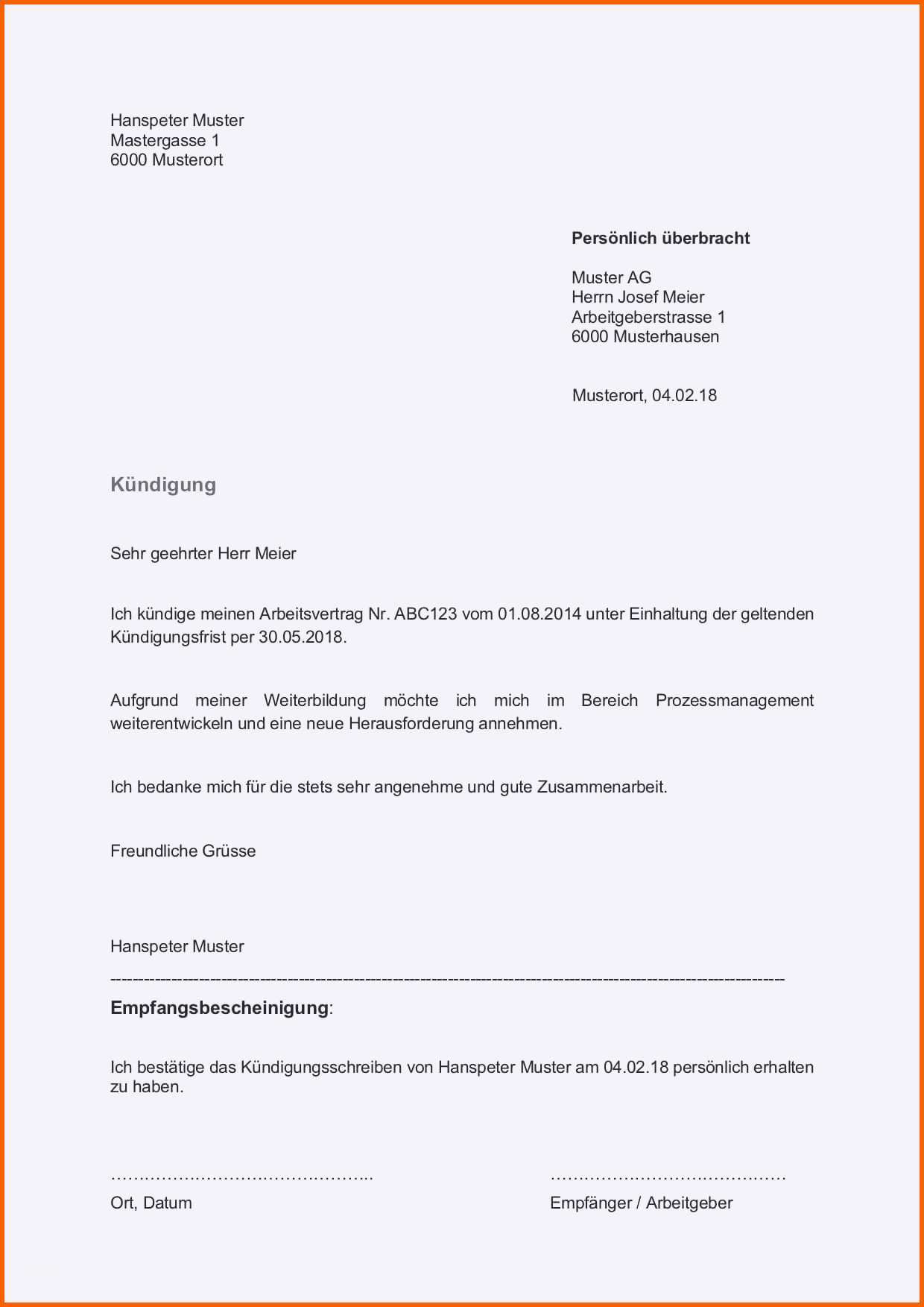 Original Schön Kündigung Arbeitsvertrag Muster Arbeitgeber