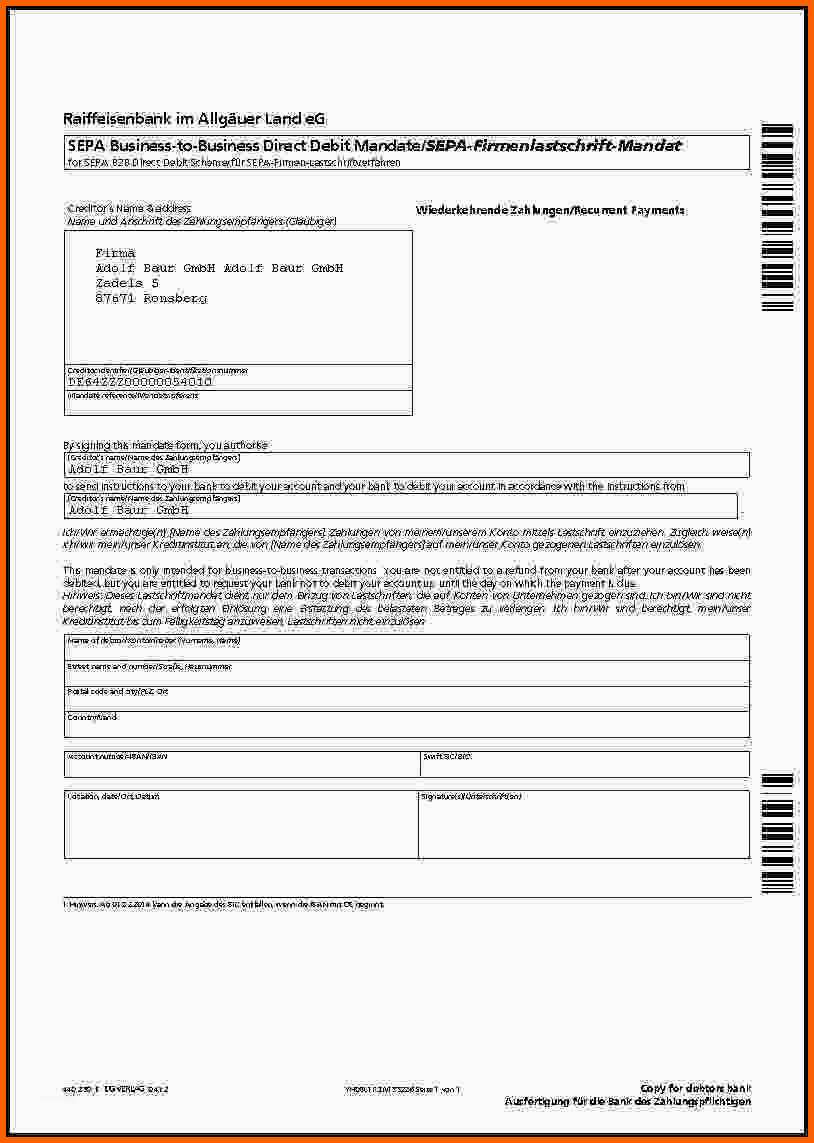 Original Sepa Lastschriftmandat Vorlage – Various Vorlagen