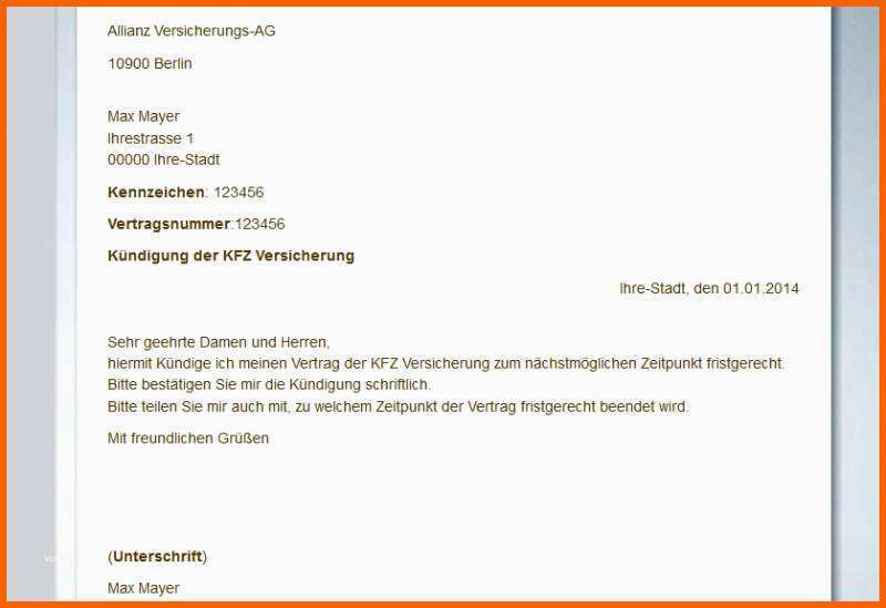 Original Sky Kündigung Vorlage Word