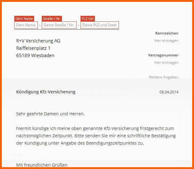 Original Versicherung Kündigen Vorlage Allianz