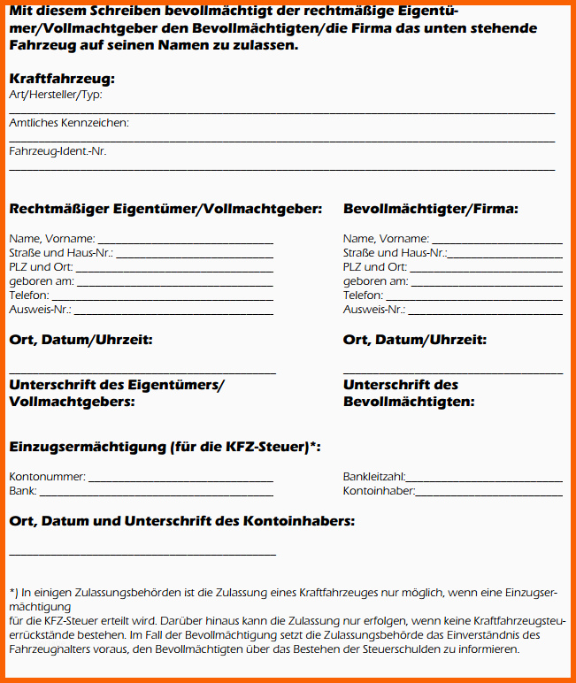Original Vollmacht Zur Kfz Zulassung Im Kfz Versicherung Lexikon