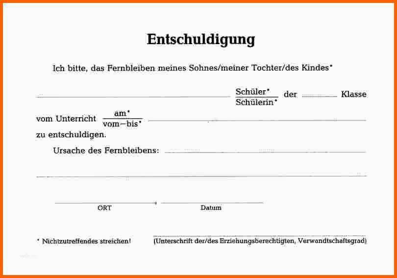 Original Vorlage Entschuldigung Schule Papacfo