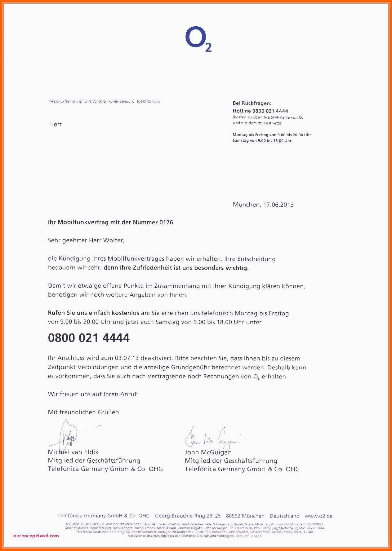 Original Vorlage Kundigung Handyvertrag Vodafone O2 Widerruf