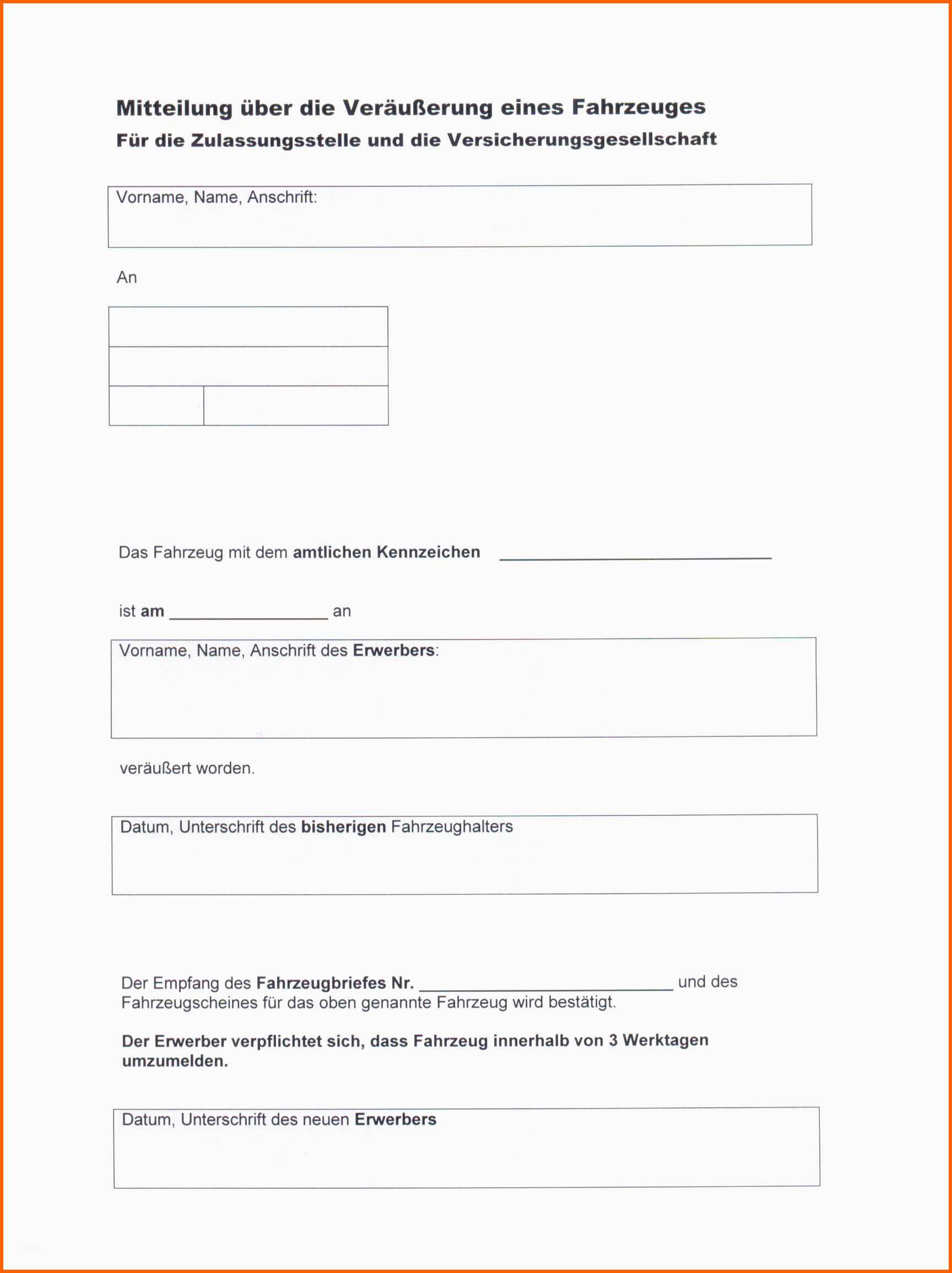 Vollmacht Zur Zulassung Eines Kfz