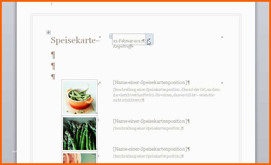 Perfekt 14 Speisekarte Word Vorlage