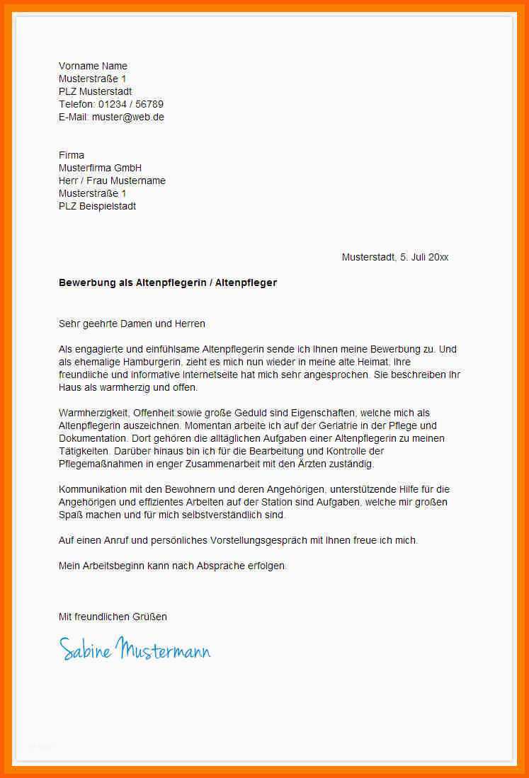 Perfekt 15 Bewerbungsschreiben Ausbildung Altenpflegerin