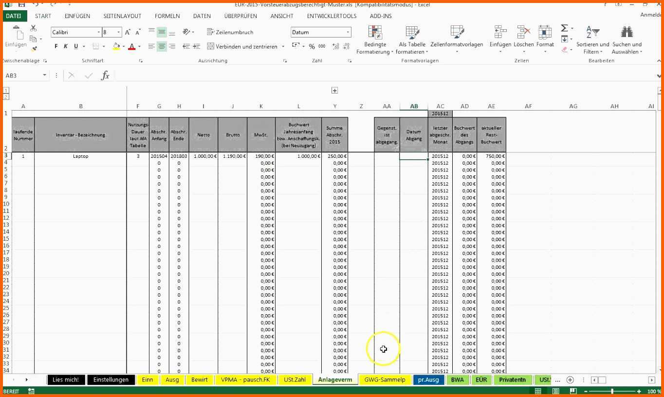 Perfekt 17 Buchhaltung Excel Vorlage Vorlagen123 Vorlagen123