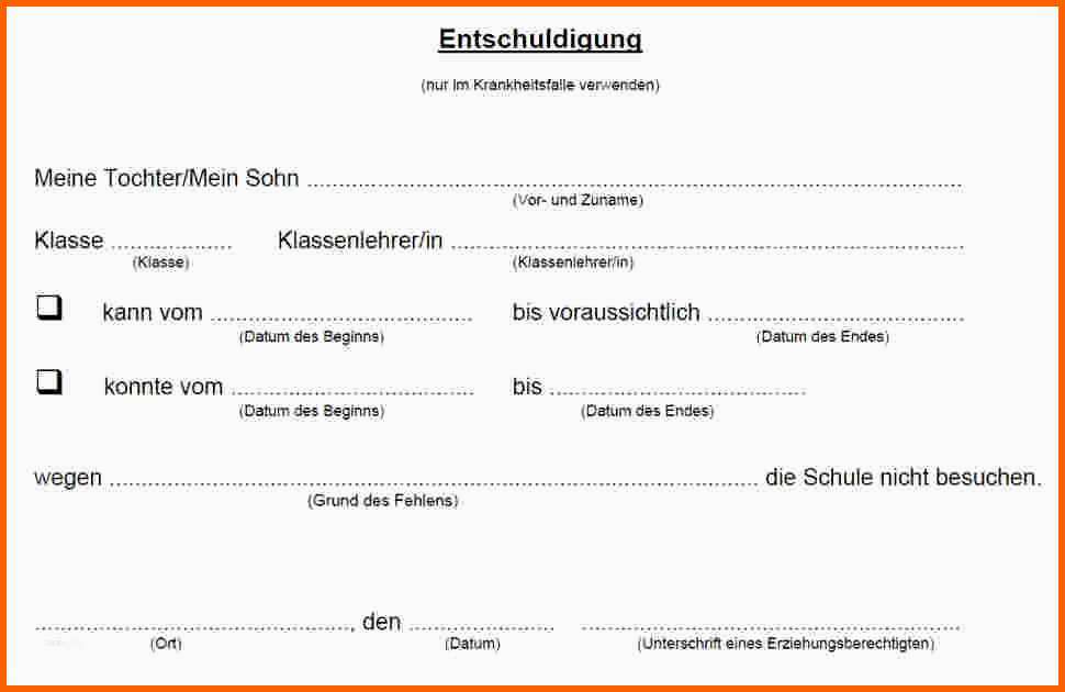Perfekt 20 Entschuldigung Für Schule Vorlage