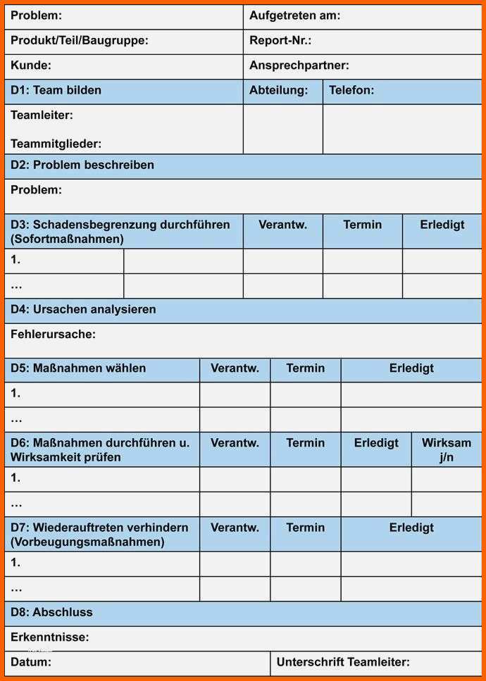 Perfekt 4d Report Vorlage Elegant 8d Methode Fehler Erkennen