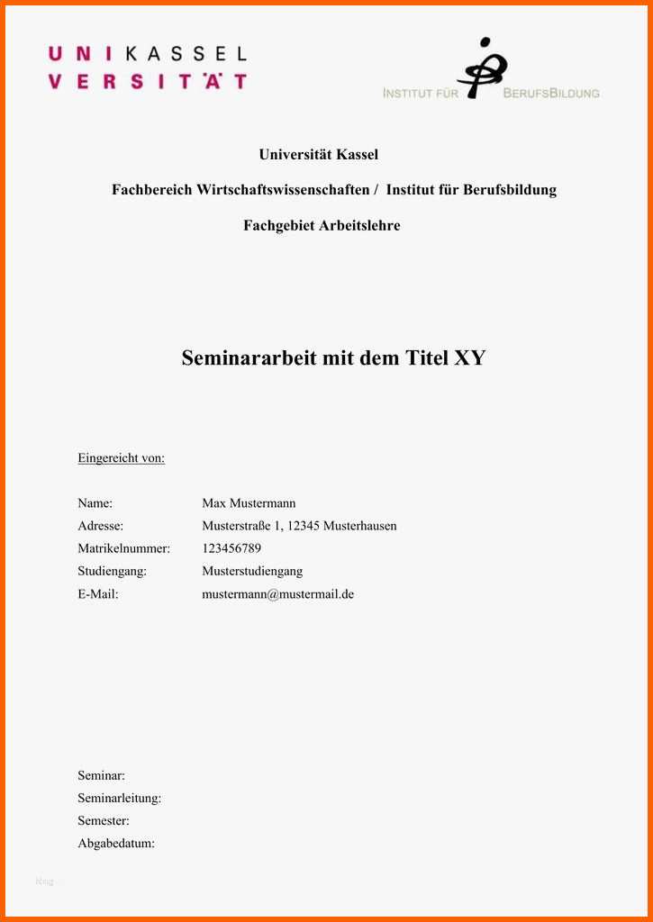 Perfekt 50 Best Deckblatt Hausarbeit Vorlage Word Bilder