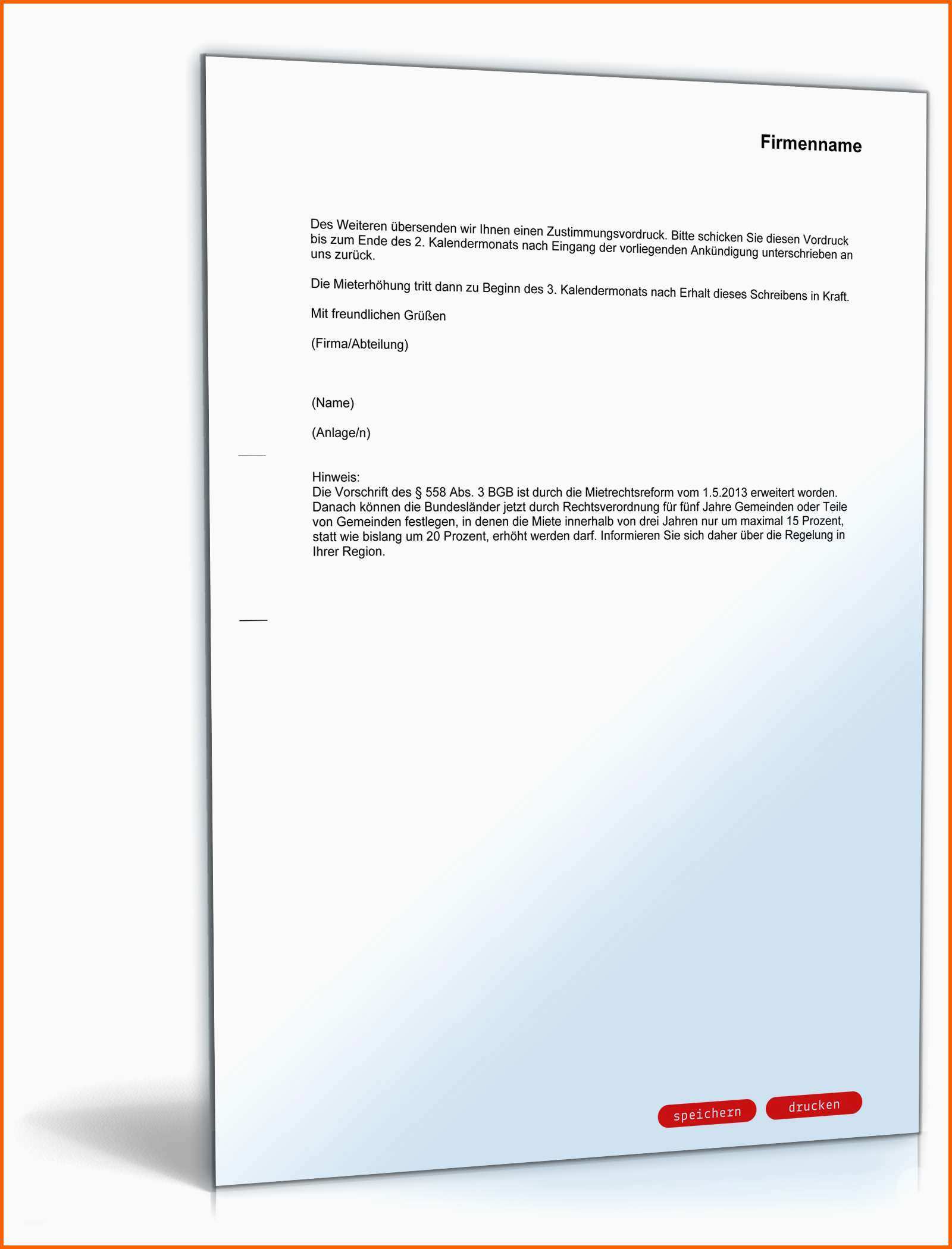 Perfekt Ankündigung Mieterhöhung Rechtssicheres Muster Zum Download