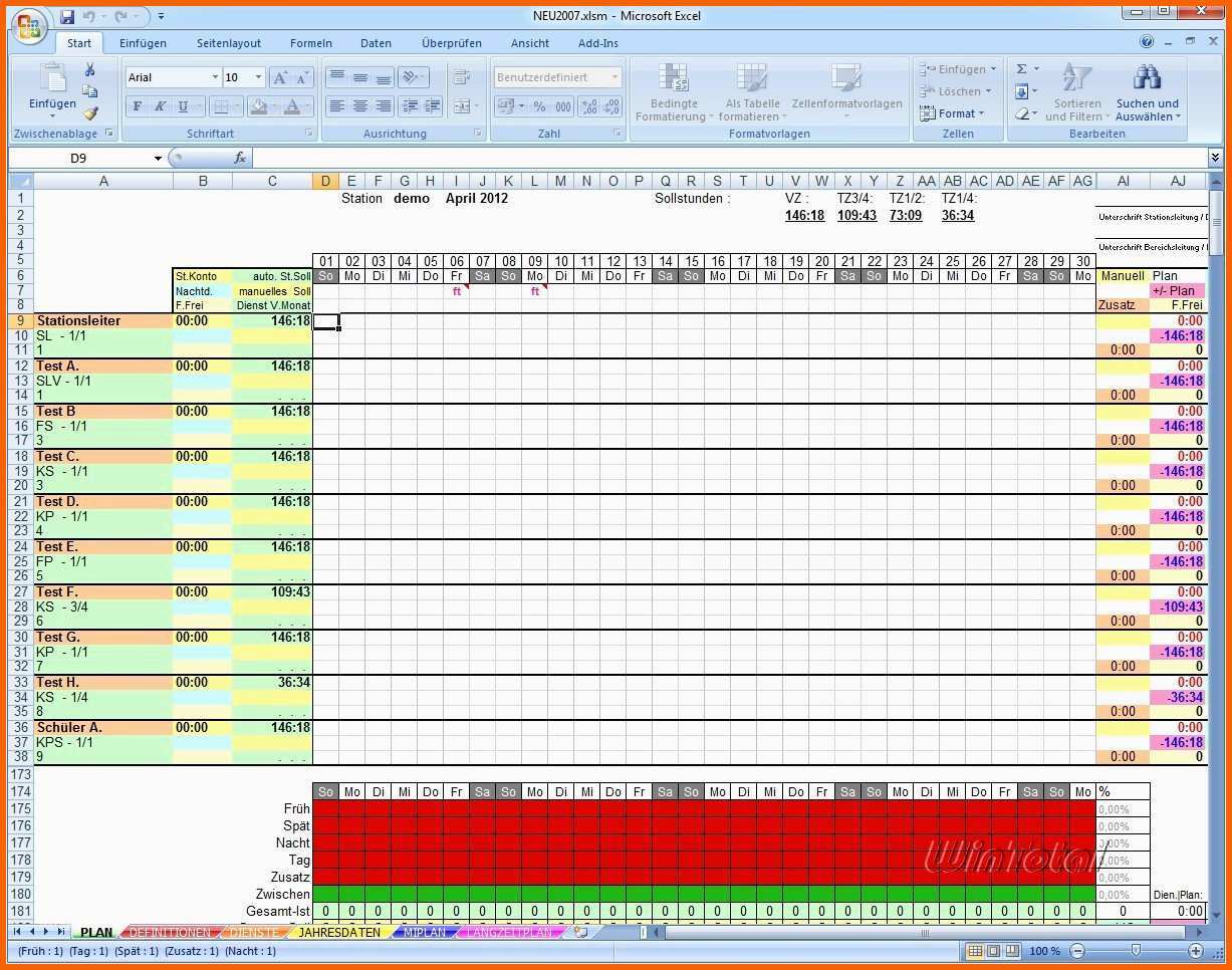 Perfekt Arbeitsplan Vorlage Excel – Gehen