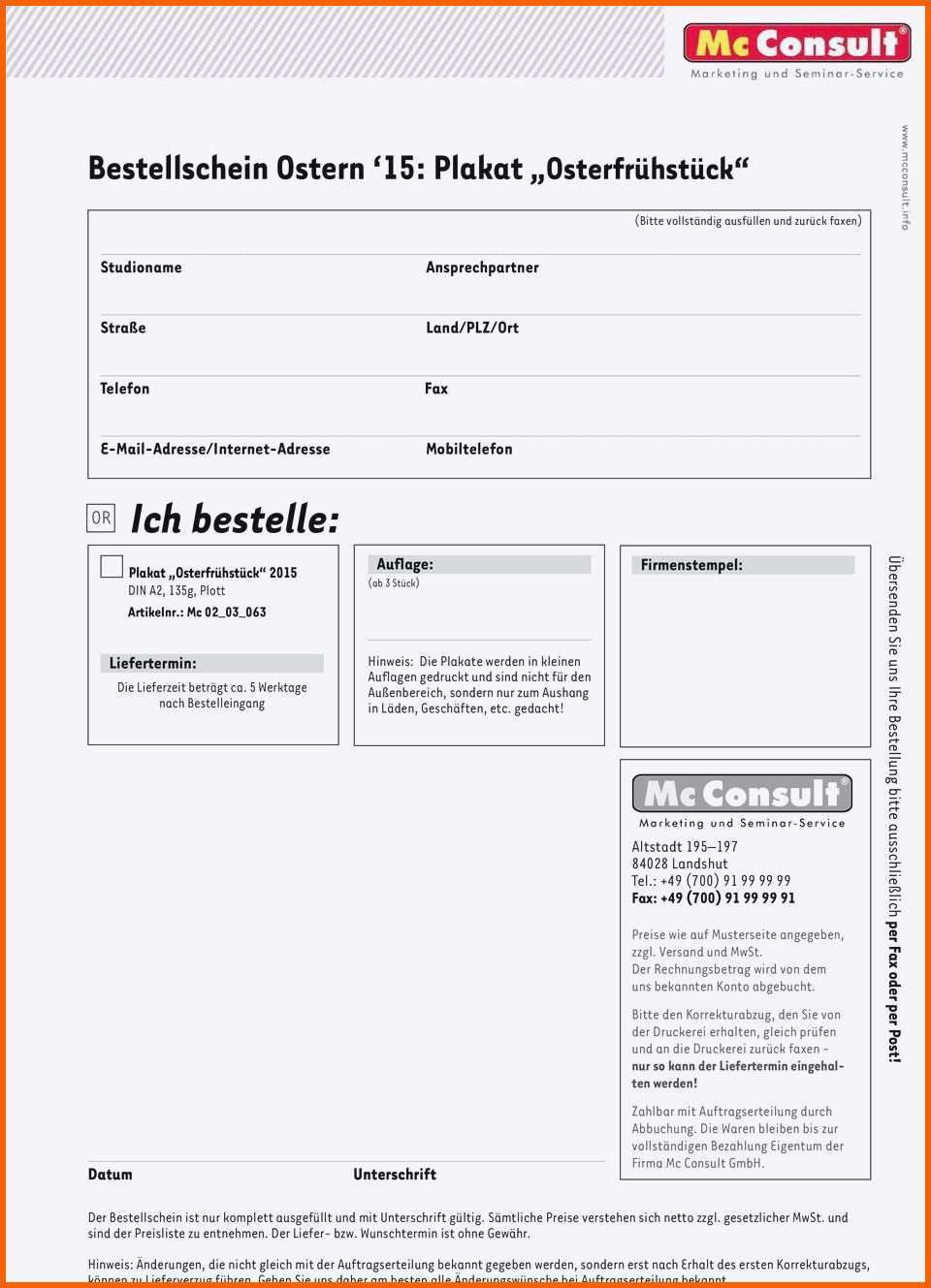 Perfekt Bestellformular Vorlage