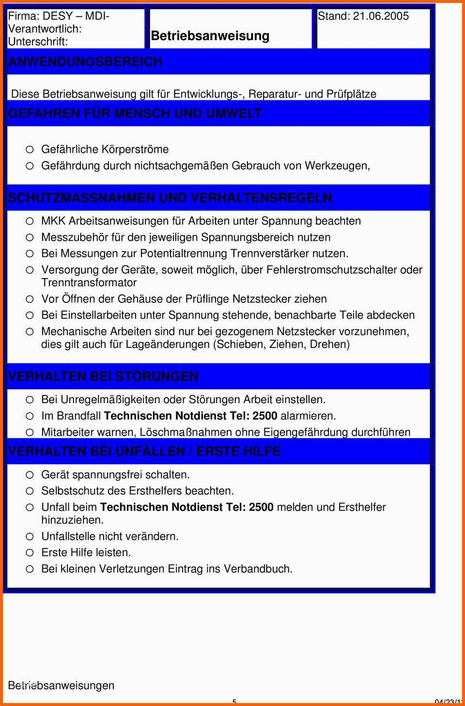 Perfekt Betriebsanweisungen Für Mdi Pdf