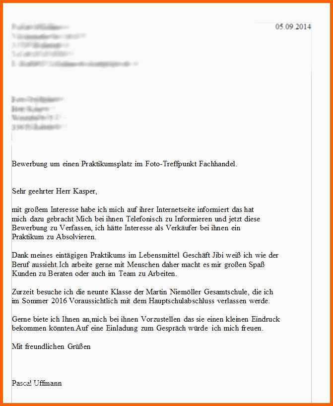 Perfekt Bewerbung Praktikum 8 Klasse Vorlage Bewerbungsschreiben