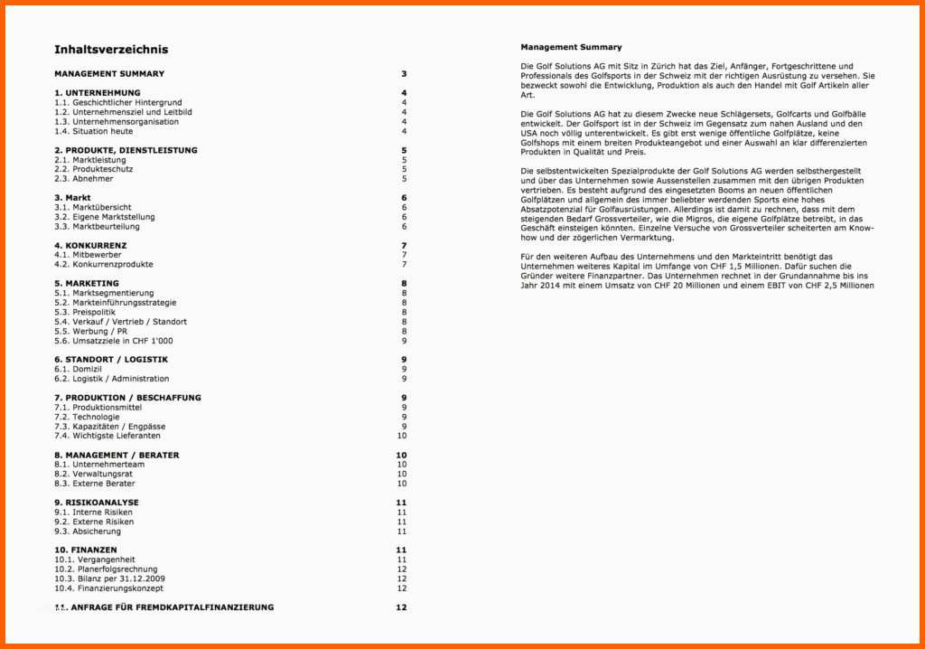 Perfekt Businessplan Vorlage Schweiz Word Kostenloser Download