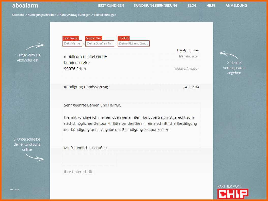 Perfekt Debitel Kündigung Vorlage Download – Kostenlos – Chip