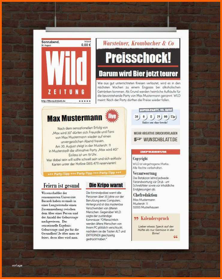 Perfekt Einladung Zeitung Vorlage Kostenlos