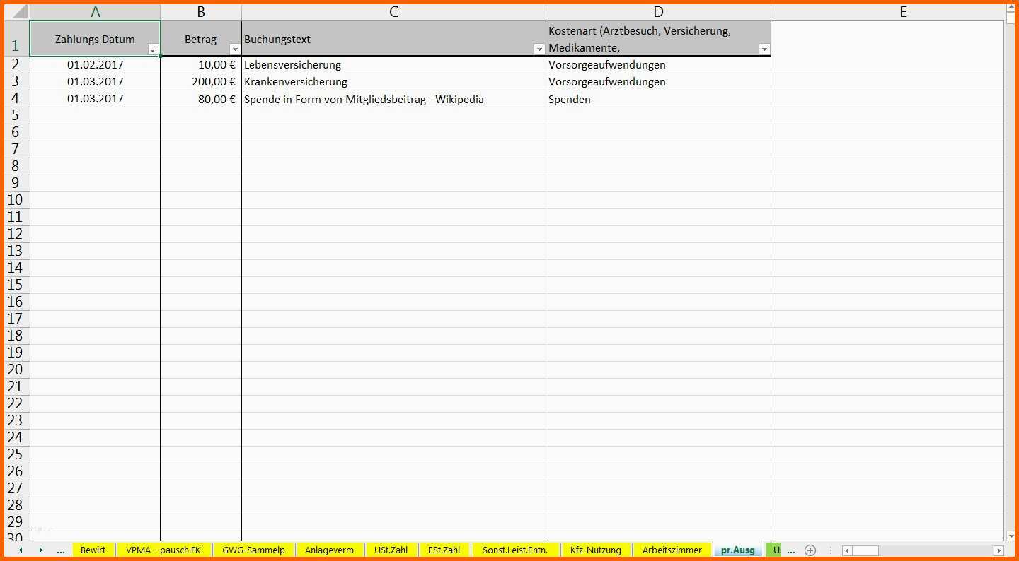Perfekt Einnahmen Ausgaben Excel Vorlage Kleinunternehmer